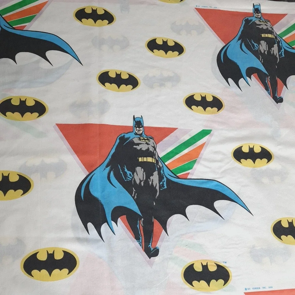 Vintage The Bibb Co Batman Twin Flat Sheet DC Comics 1989 USA Bedding 80s Kids
